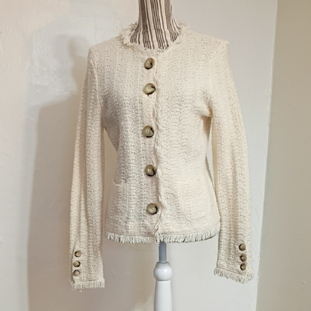 Talbots Petites Vintage Wool Alpaca Blend Button Front Cardigan Sweater Size Mp